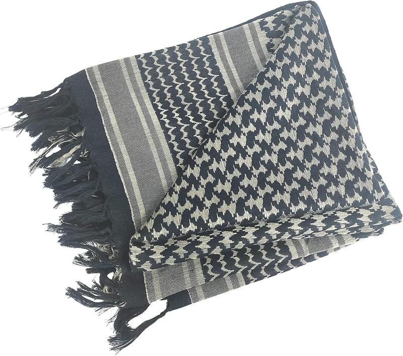 Luxns Military Shemagh Tactical Desert Scarf / 100% Cotton Keffiyeh Scarf Wrap for Men And Women
