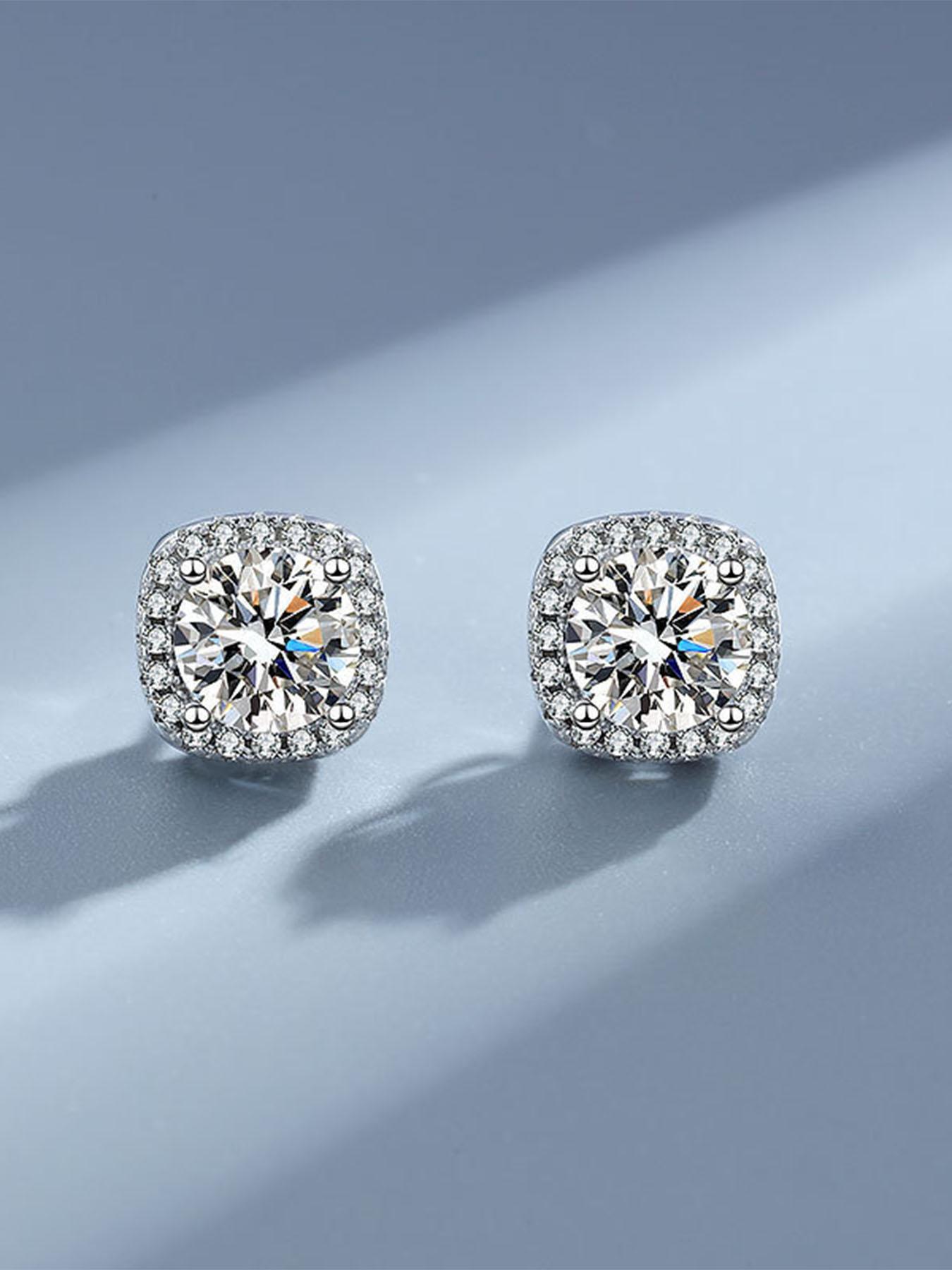 925 Sterling Silver Fashion Square Synthetic Moissanite Decorated Square Shaped Earrings, Elegant Matching Jewelry for Women, Daily Decor, Birthday Gift