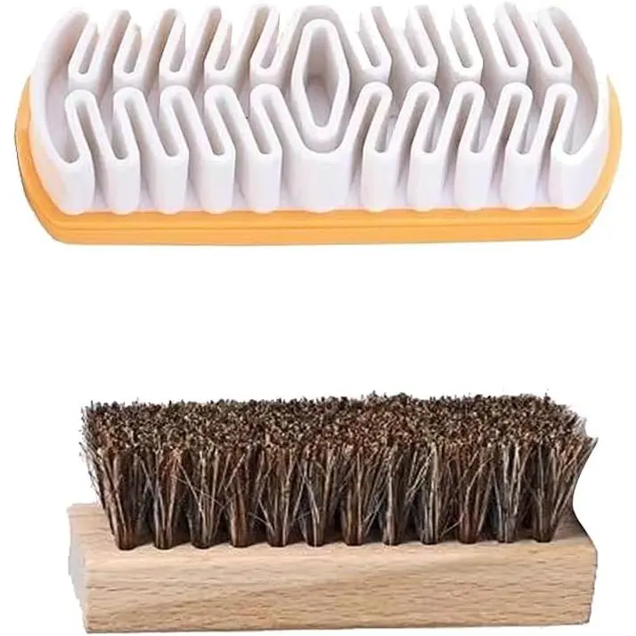 Set of 2 Suede Cleaning Brush Eraser Shoe Cleaner Brush Crepe Brush Polish Brush Kit Leather Stain Remover for Boots, Suede, Shoes & Bag, White, Brown