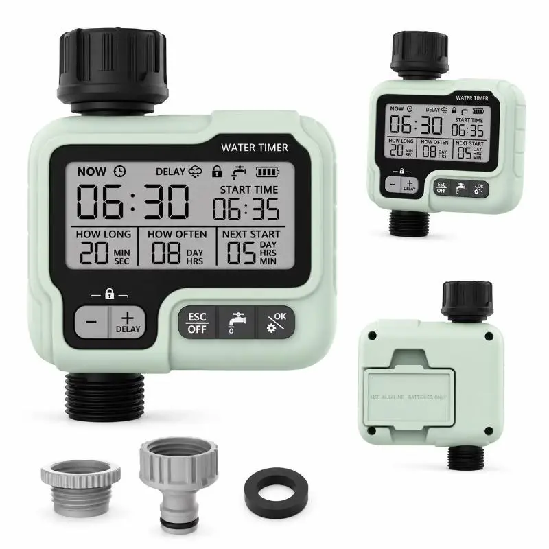 Automatic Greenhouse Mist Drip Irrigation Timer System, Simple Outdoor Watering Kit with Delay Button, Garden Sprinklers for Patio & Garden, Lawn