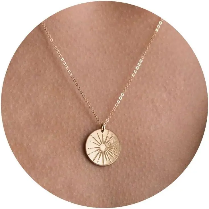 Gold Necklace for Women - 14K Gold Plated Dainty Italian Horn Star of David Butterfly Bow Sun Lotus Volleyball Baseball Cowboy Boots Necklace Jewelry Everyday for Women