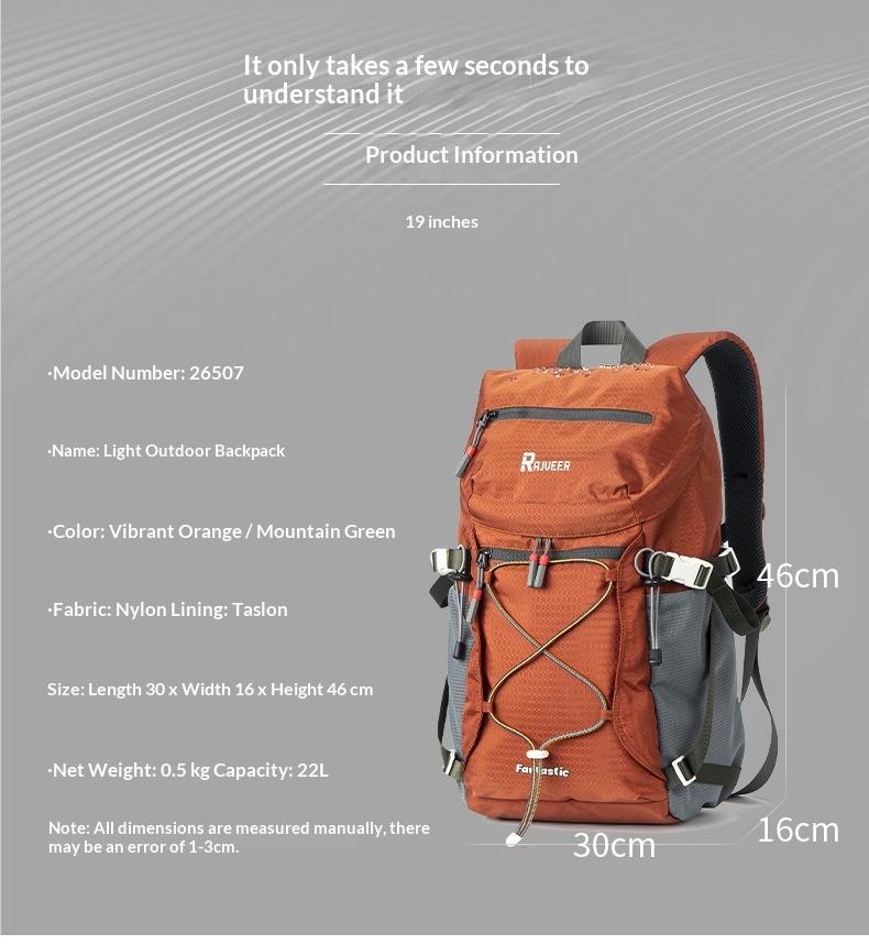 Lightweight outdoor hiking backpack, new casual trekking backpack for men and women, travel backpack, lightweight school bag, sports backpack