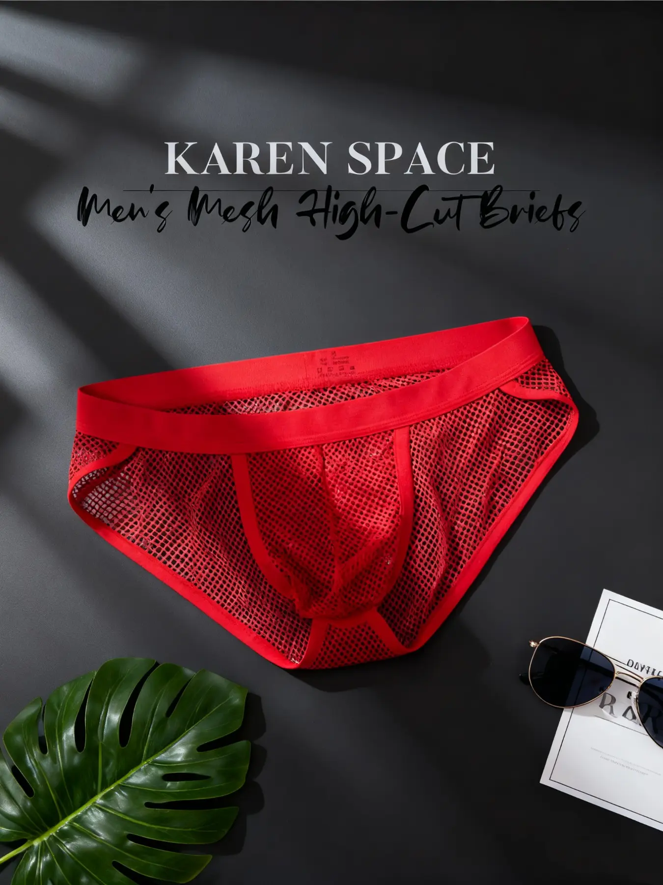 1Pc Solid Plain Men Large Mesh High Cut Briefs, Hollow Mesh Breathable Comfortable Underwear for Gym Sports Casual Loungewear Breathable Comfy Underwear