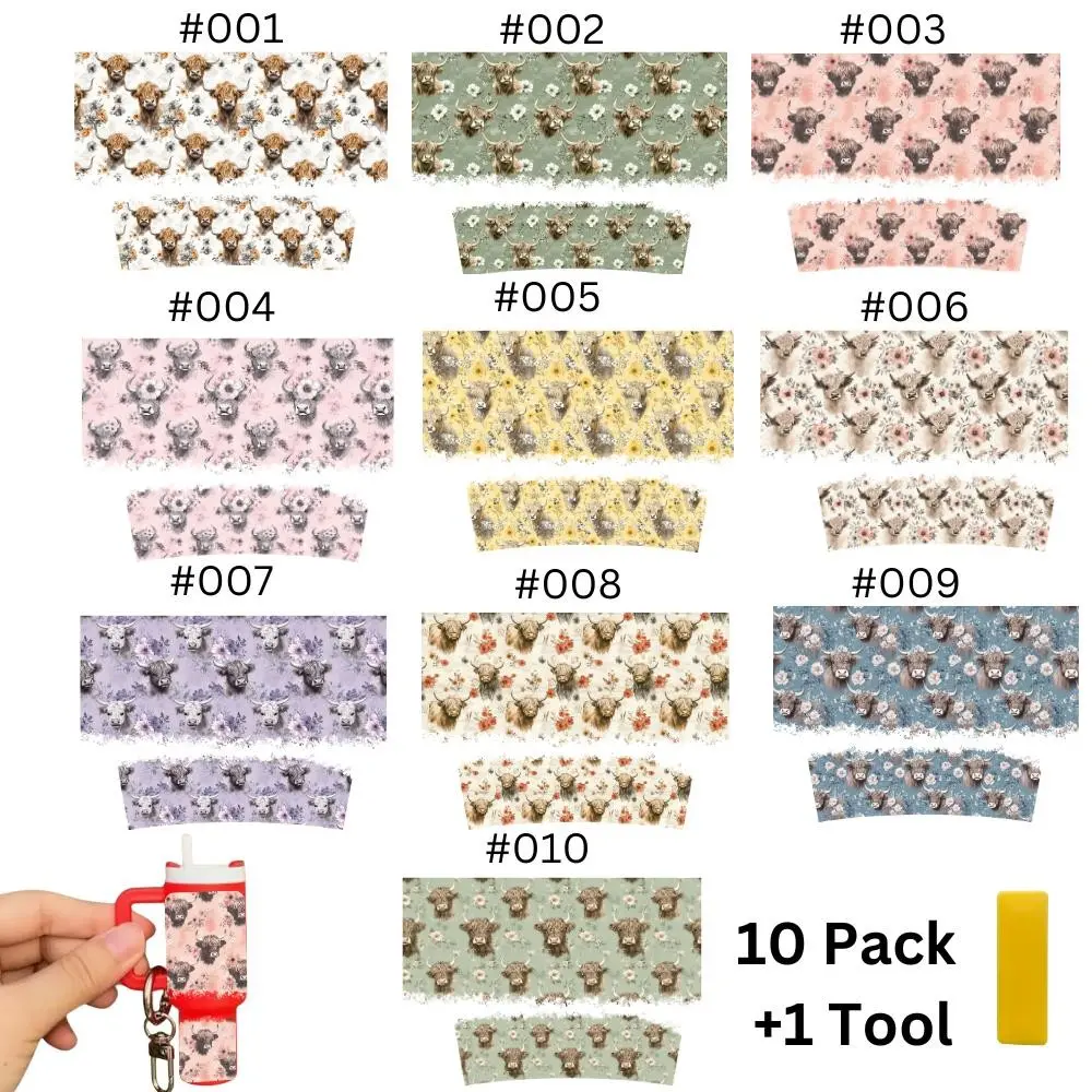 10 Mini UV DTF Keychain Stickers + DIY Tool, Cowboy Design, 3D Glossy Finish, Perfect for Crafts, Halloween, Christmas Gifts
