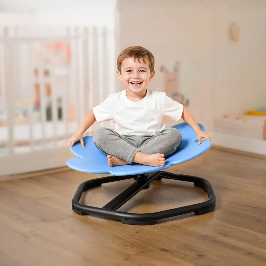 VEVOR Kids Swivel Chair, 220 lbs Capacity, Flower Shape Sensory Spinning Chair, Autistic Kids Sensory Toy Seat with Non-Slip Metal Base, Toddler Sit Spin Seat for Coordination Balance Focus, Blue