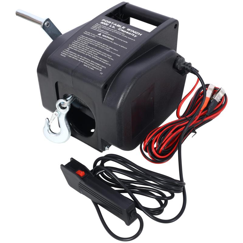 12v 2000lbs Trailer Winch,Reversible Electric Winch, for Boats up to 5000 lbs, Galvanized Wire Rope, Rapid Mount, Handheld Remote,power in and manual out,One click forward and reverse switching, electric drive saves waist and energy