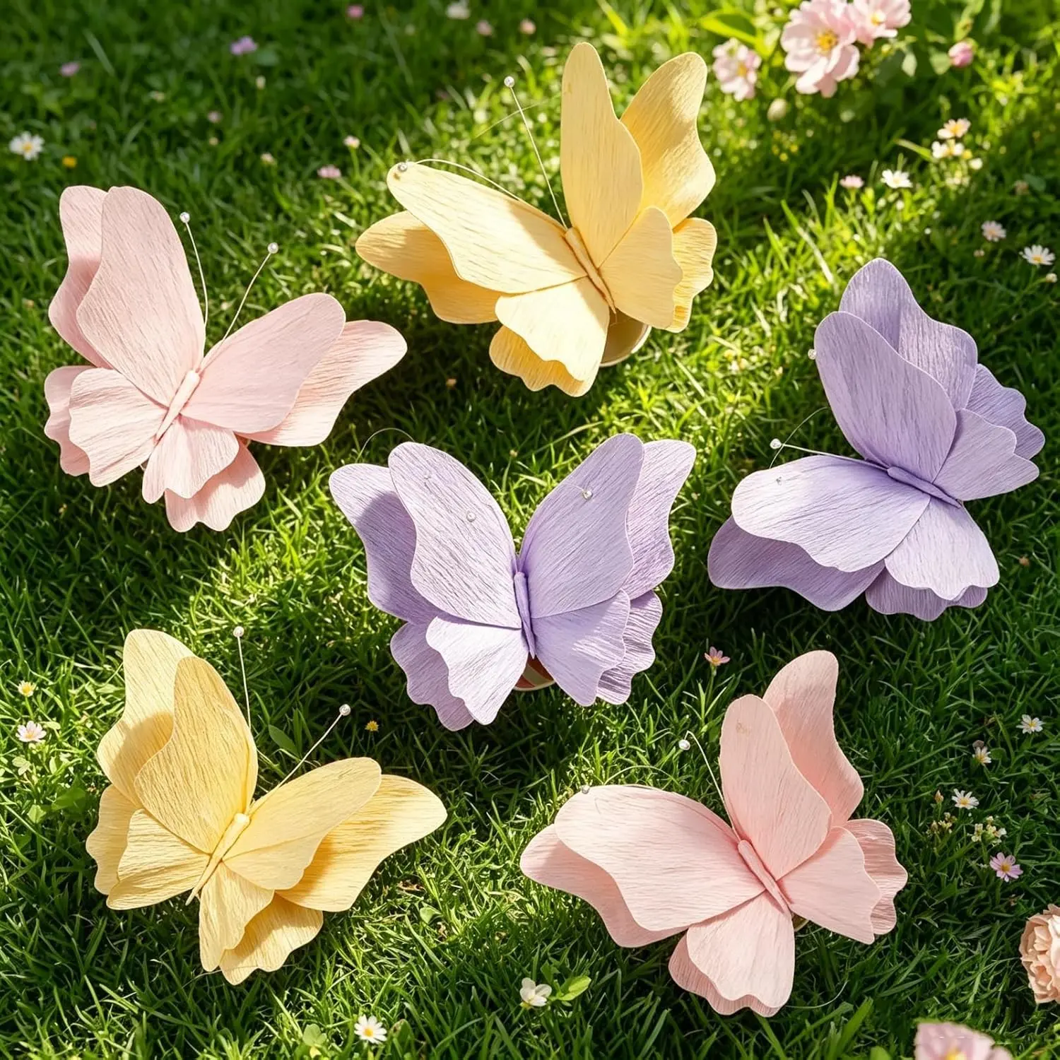 Butterfly Party Decorations Hanging Butterfly Decorations 6Pcs Crepe Paper Garden 3D Butterflies Decor Pastel Paper Butterflies Decoration for Wedding Baby Shower Birthday Party Room Decor