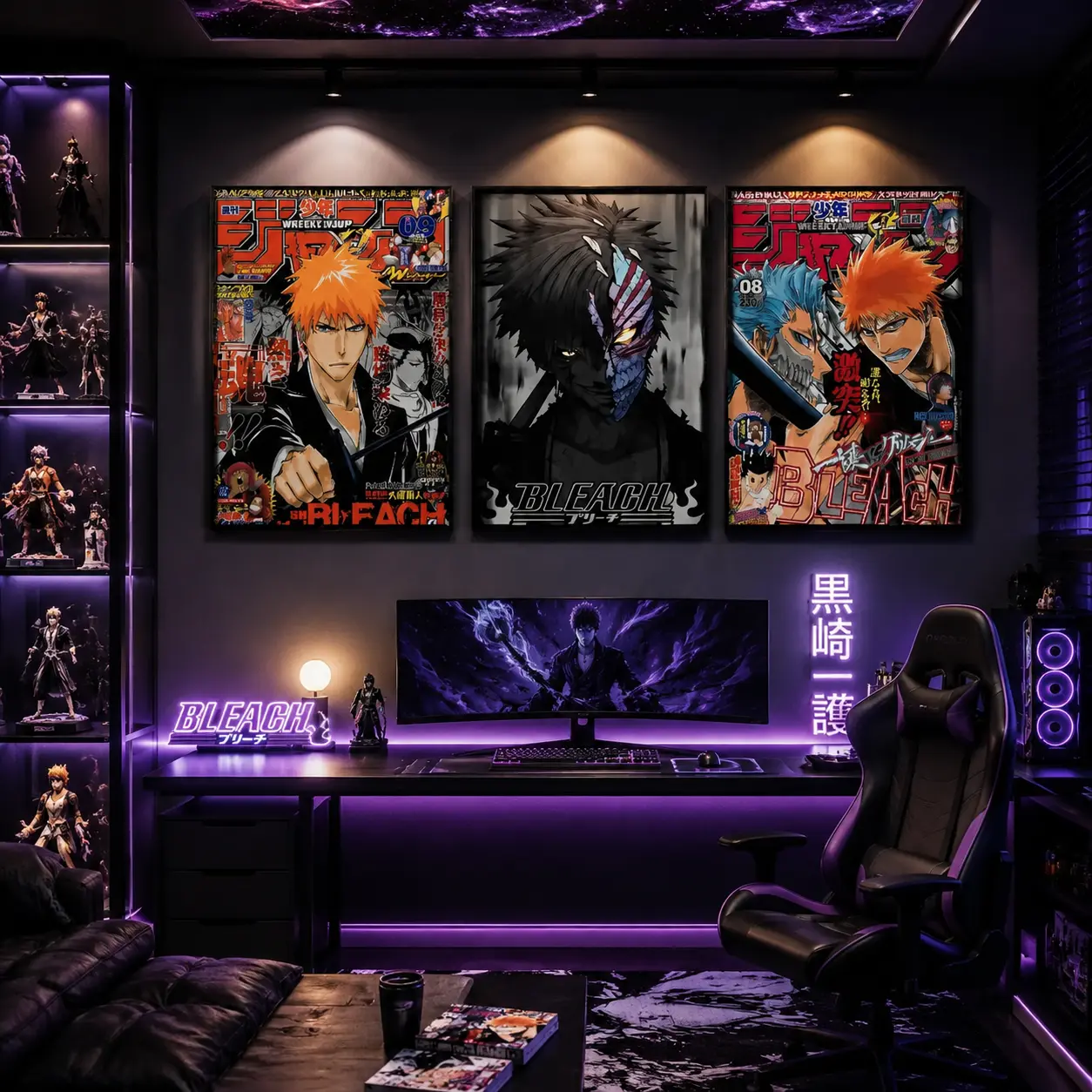 Bleach Japanese Anime Canvas Poster, Manga Character Wall Art Print, Waterproof Aesthetic Artwork Decor for Bedroom Living Room Bar Gaming Room, Vintage Anime Collectible Poster, Otaku Room Decoration, Gift for Anime Fans
