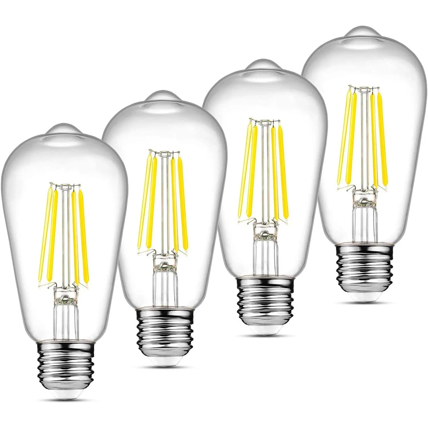 LED Edison Bulbs 6W, Equivalent 60W, High Brightness Cool White 4000K, 700 Lumens, ST58 Vintage LED Filament Bulbs with 80+ CRI, E26 Base, Non-Dimmable, Clear Glass, 4 Packs