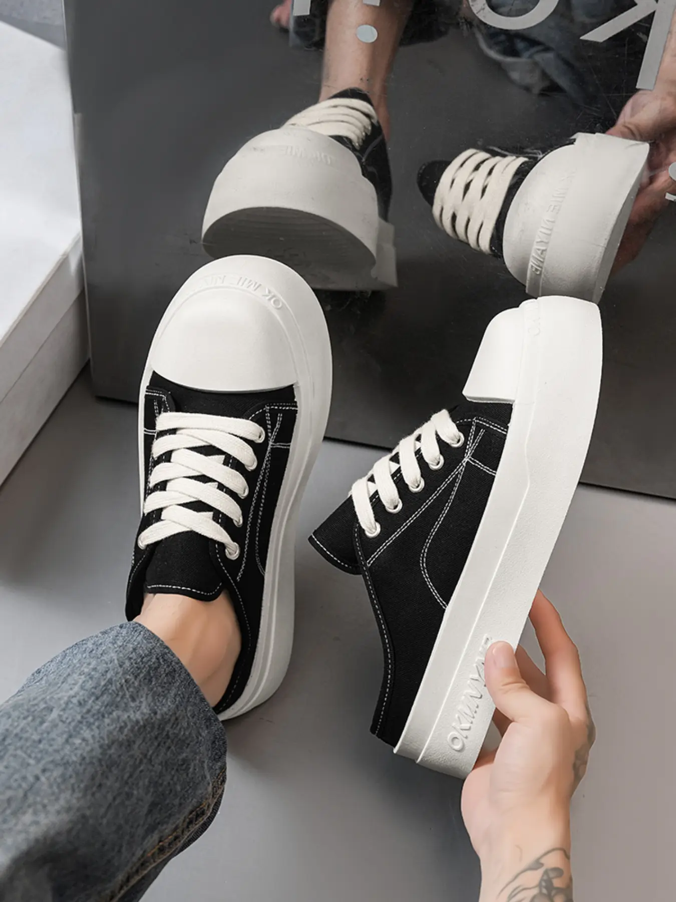 Men's Casual Slip On Platform Mule Sneakers Non Slip Backless Sports Slide Shoes Slip On Mules