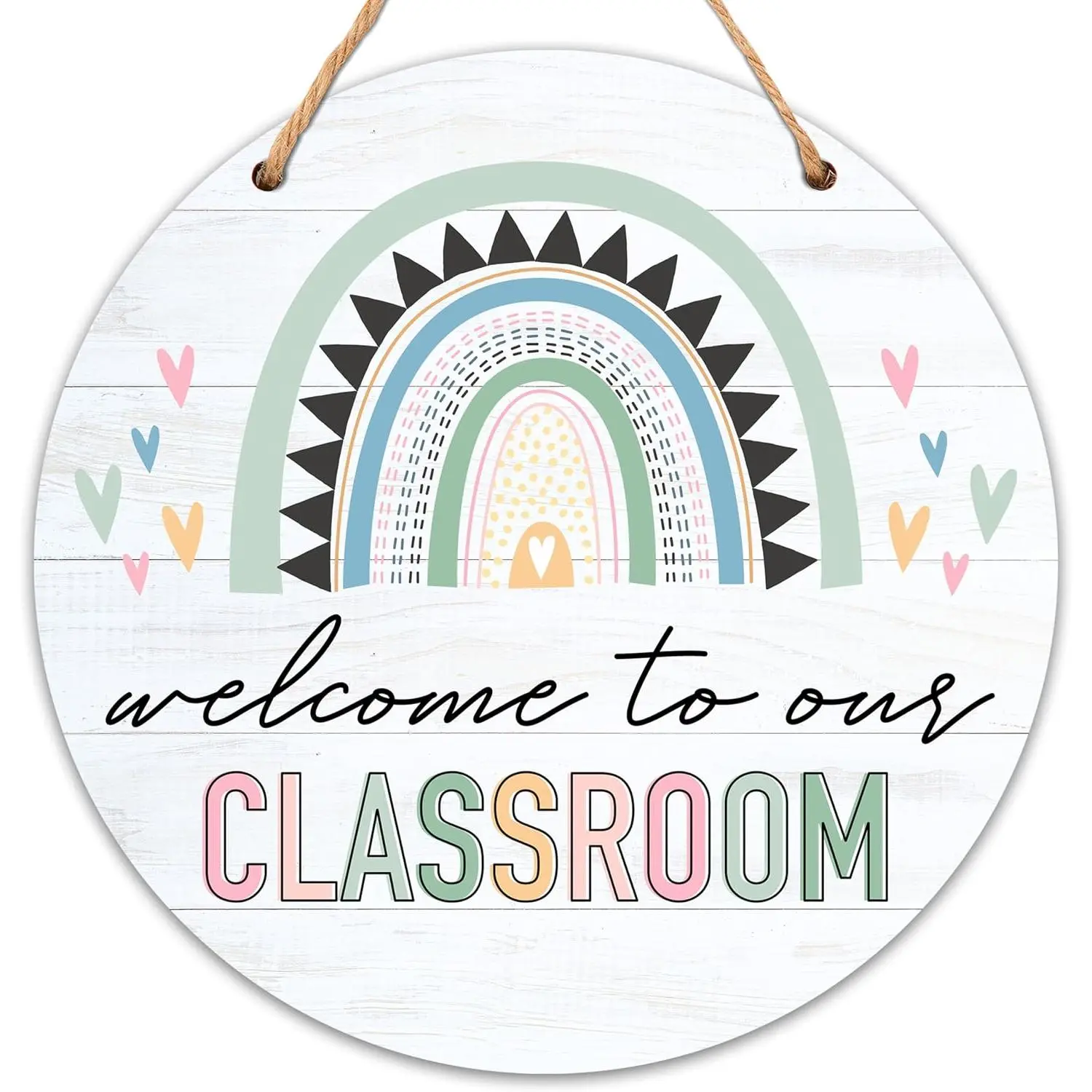 of School Decorations | Welcome to Our Classroom Door Sign, Classroom Signs for Teachers, 12x12  Door Sign with a Rope-C11