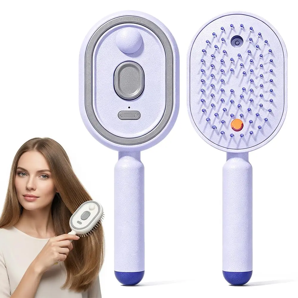 3-in-1 Electric Spray Air Cushion Massage Comb & Hair Brush Suitable for Frizzy Hair Care, Retractable Mist Spray Device with Scalp Massager for, Hydration for Dryness, for & Travel Use for (No)