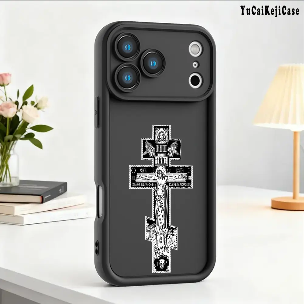 Fashion Orthodox Cross Design Case for iPhone 17 Pro Max 16 16e 15 14 Plus 13 12 Mini 11 Air X XS Pattern Soft TPU Rubber Camera Protection Rugged Mobile Phone Cover Gift 2D printing