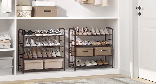 4-layer metal stackable shoe rack, capable of accommodating up to 20 pairs of shoes, adjustable diagonal tower storage rack, multifunctional and sturdy shoe rack, suitable for hallways, garages, etc