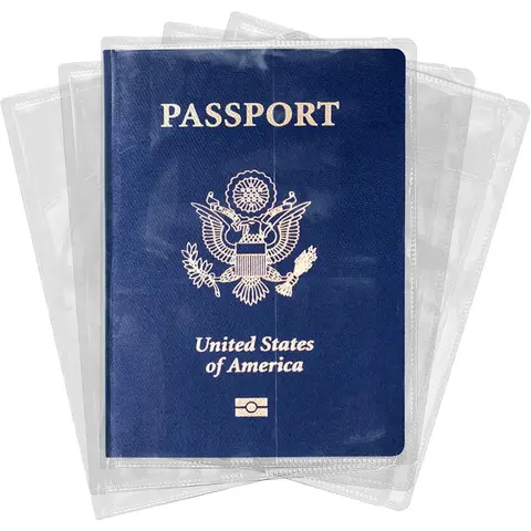 5 count Clear Passport Protector Holder Passport Cover Vinyl ID Protector | , Plastic, For Travel Document Credit Card