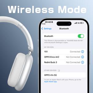 Wireless Headphones Over Ear, Bluetooth 5.4 Headsets, Hi-Fi Stereo, ANC Noise Cancelling, Built-in Microphone, 30 Hours Playtime, 3.5mm Jack, Lightweight for Phones, Computers, Games(Silver)