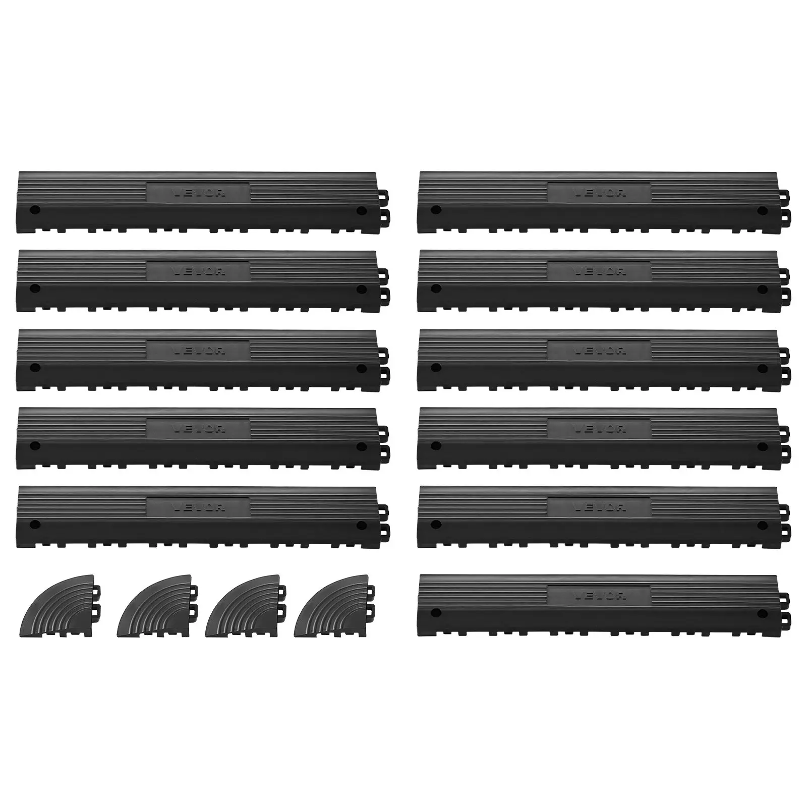 【DealsForYouDays】VEVOR Transition Edge Kit, 11-Piece, Durable Straight Garage Floor Edging, PP Material, Easy Installation, Edge Protection for Wet Area Restaurant Pool, Only Compatible with VEVOR Drainage Mats, Black