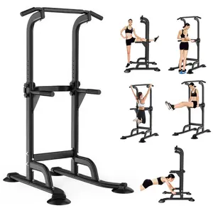 Heavy Duty Freestanding Adjustable Power Tower Pull Up Dip Station,Pull-Up Rack Dip Station,Pull Up Bar Free Standing for Pull Up/Dip/Push Up,Power Tower Station for Adults & Teens