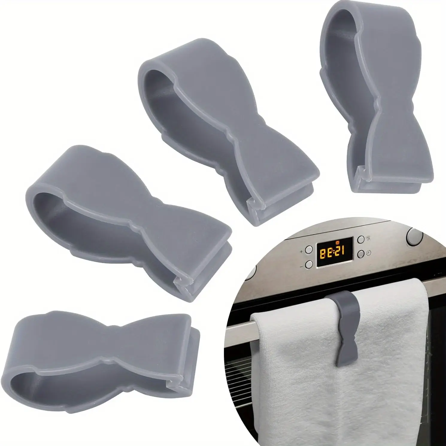 Adjustable Towel Clips For Kitchen & Bathroom - Wall-Mounted, Stylish Design For Oven Handle, Dishwasher, Stove - Keeps Towels Securely In Place Kitchen Towels Towel Holder For Bathroom Adjustable Hooks