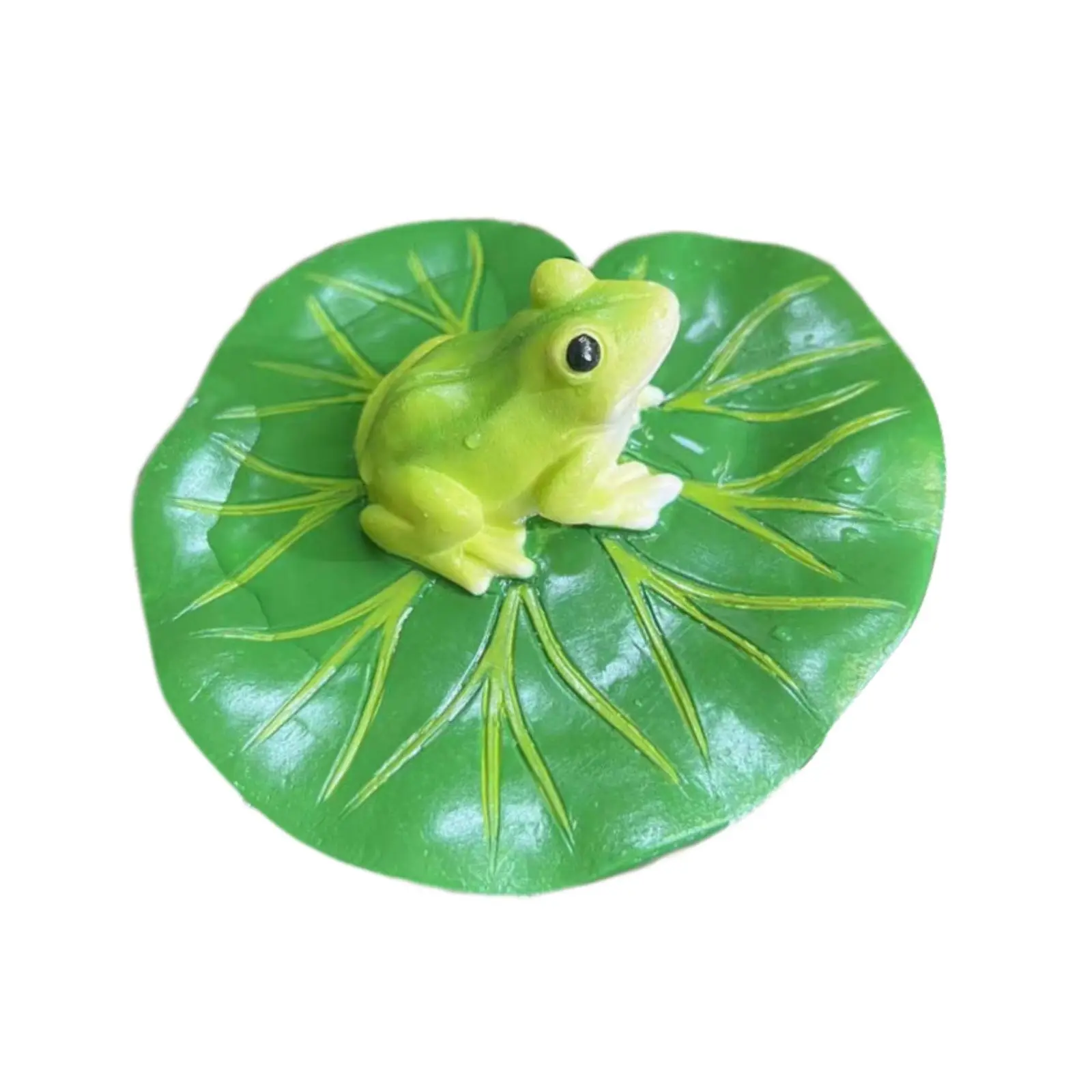 Resin Floating Lily Pad Frog Ornament, Garden Water Feature Decor, Fish Tank Surface Decoration, Pond Scenery Accent Piece
