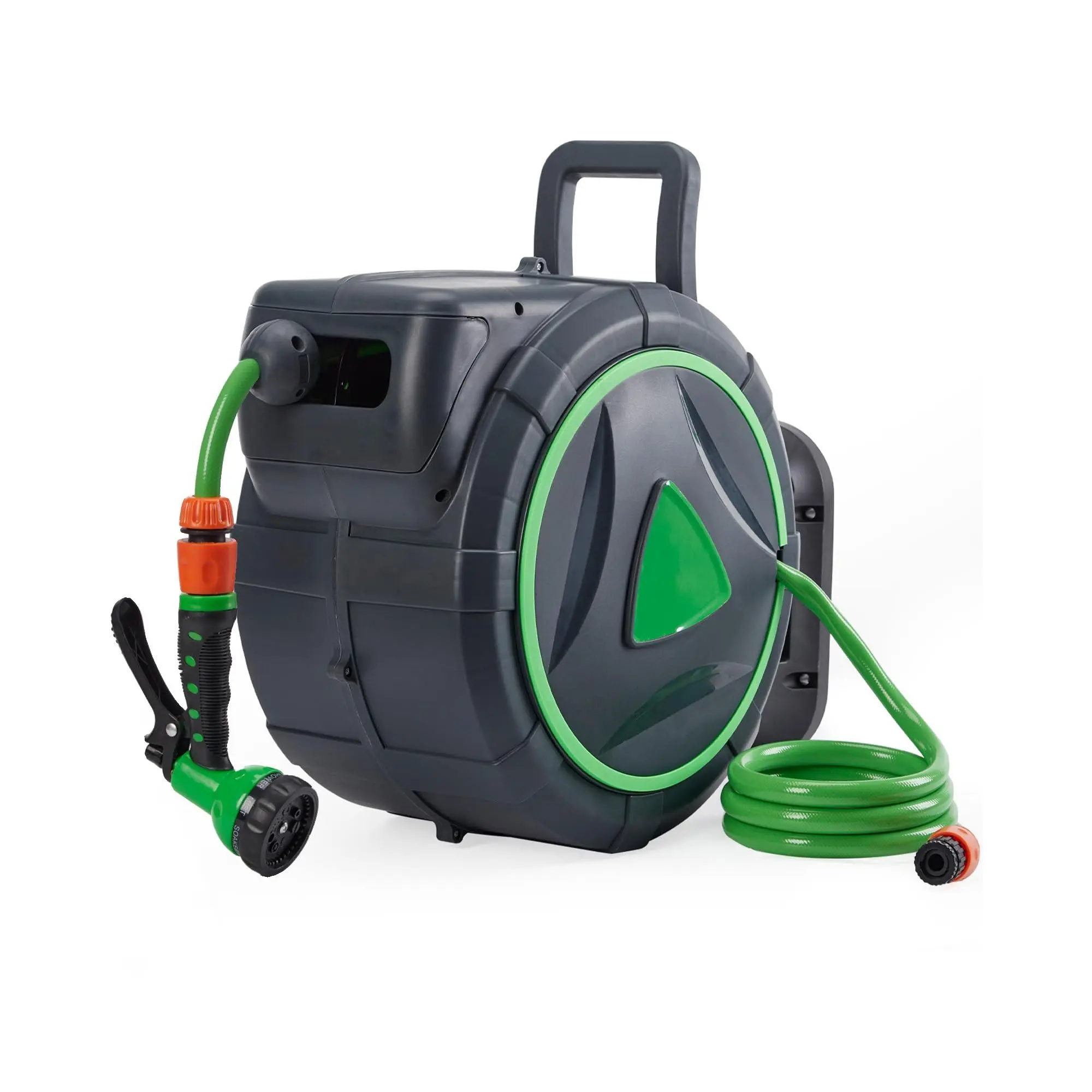 Garvee Retractable Garden Hose Reel 5/8in x 65ft, Wall Mounted Auto Rewind
