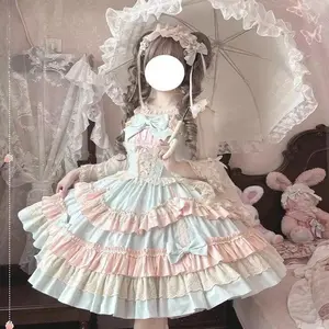 New Y2k Slim Bandage Dress Japanese Style Kawaii Lolita Dress Women Vintage Sweet Lace Bow Ruffles Cake Dresses Harajuku