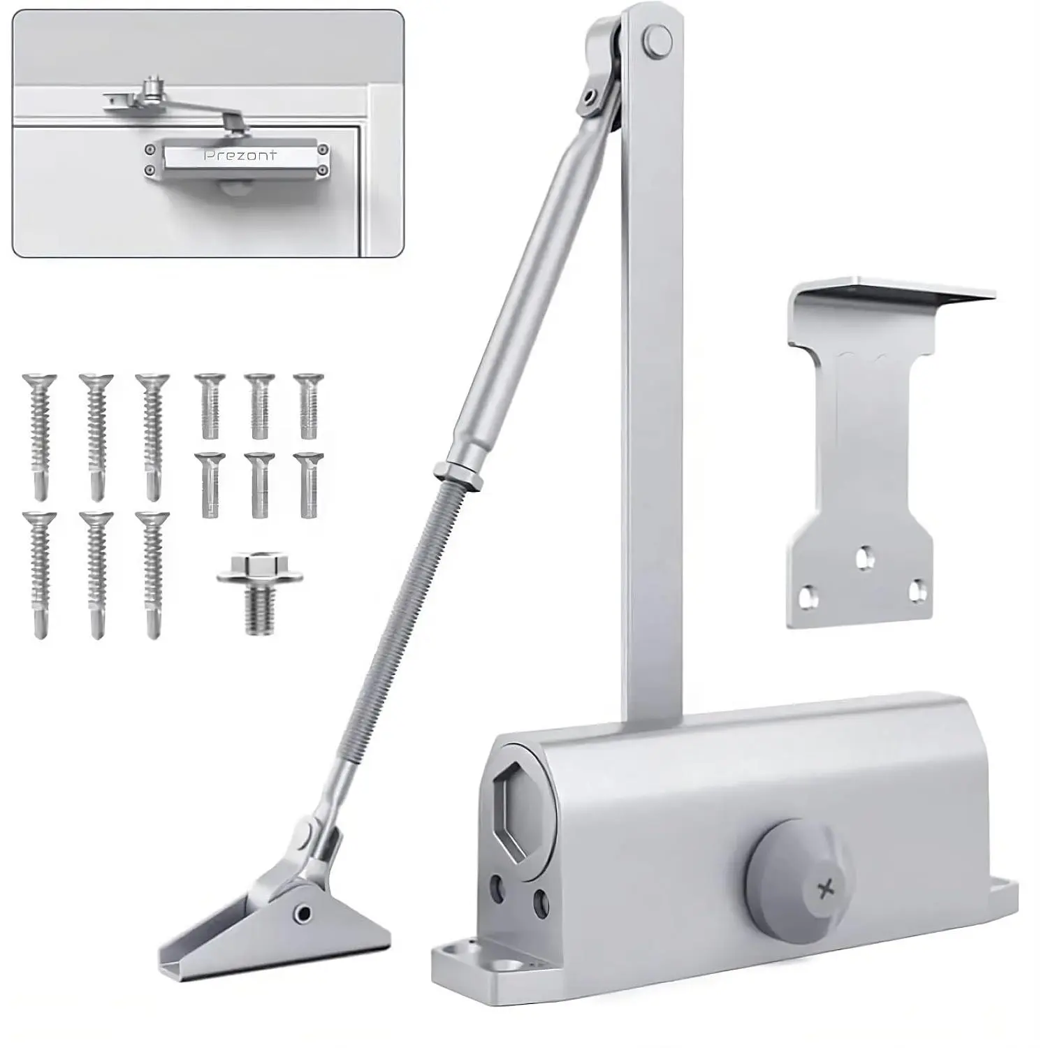 Hydraulic Automatic Door Closer – Heavy Duty Adjustable Closer (Up to 150 lbs) for  & Commercial Use –  Alloy Auto Shut System for Interior & Exterior Doors