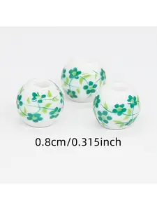 80/160pcs random mixed color floral pattern ceramic beads for DIY jewelry making, 12mm round ceramic beads for mixed decoration of bracelets, earrings, and pendant crafts