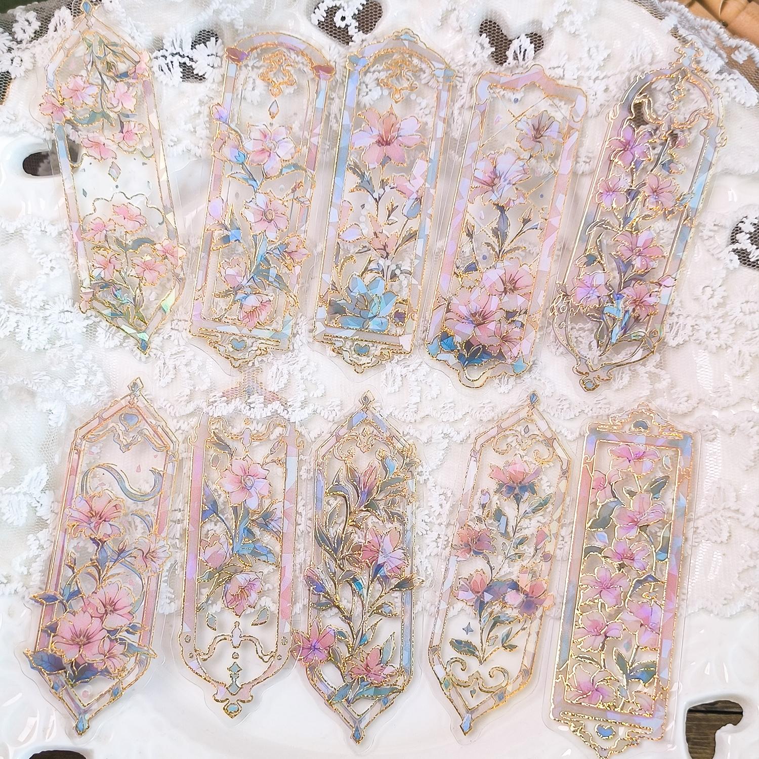 10pcs/pack Vintage Floral Pattern Bookmark, Creative Decorative Bookmark, Diy Decorative Material for Scrapbooking & Journal Making, Book Accessories