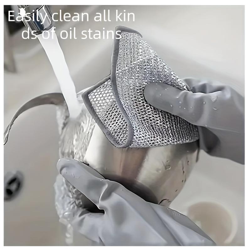 30 pieces of metal wire cleaning cloths, mesh fabric, non-stick oil, quick-drying, multi-purpose brushes, suitable for removing stains from pots and stoves, and can replace steel wool for cleaning kitchen countertops.
