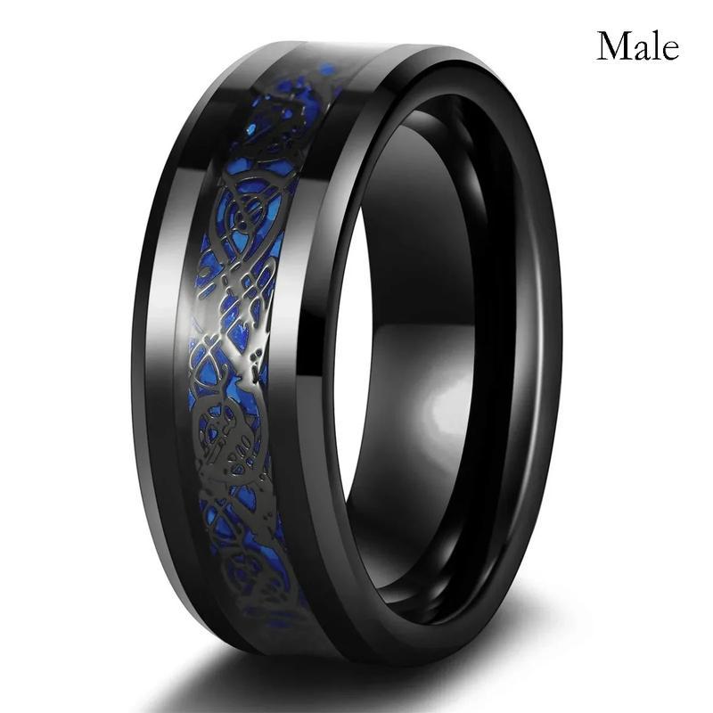 Aesthetic Couple Rings Romantic Women Heart Blue Rhinestones Zircon Ring, Men Stainless Steel Celtic Dragon Ring Wedding Jewelry Gift Fit Daily Wear Aesthetic Couple Rings Romantic Women Heart Blue Rhinestones Zircon Ring, Men Stainless Steel Celtic Dragon Ring Wedding Jewelry Gift Fit Daily Wear