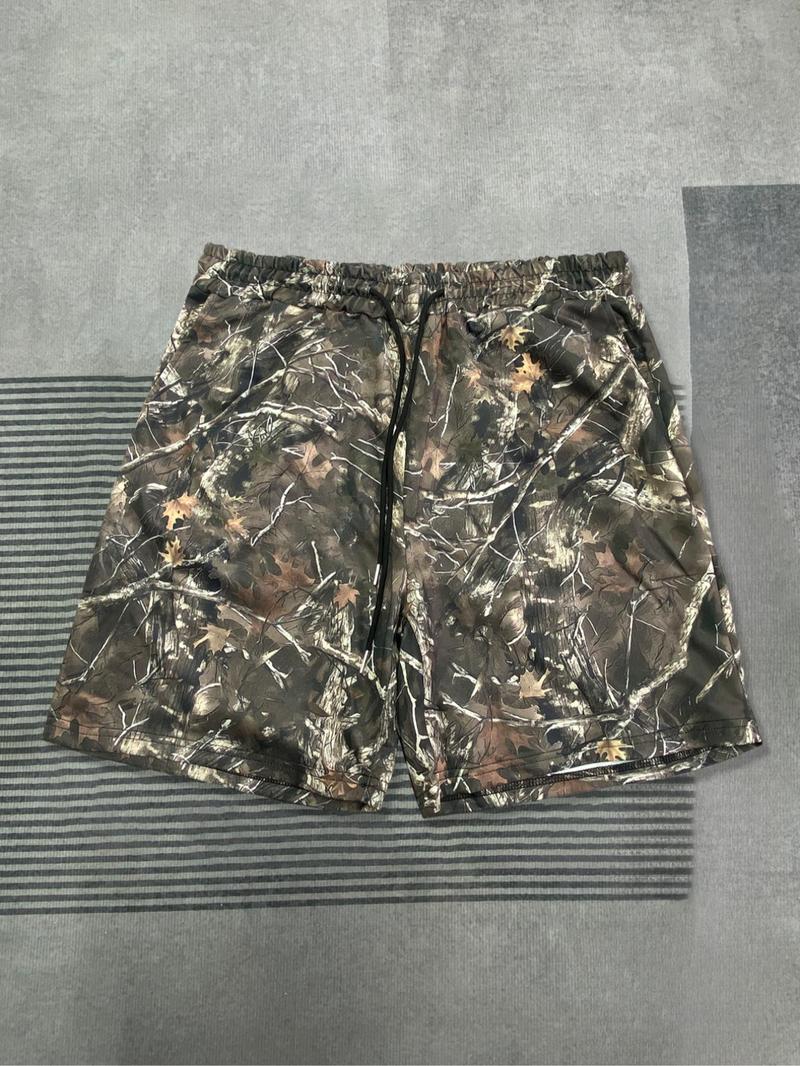 Men's Regular Fit Camo Print French Terry Shorts, Casual Comfy Breathable Shorts for Summer, Men's Bottoms for Daily Wear, Camouflage Shorts