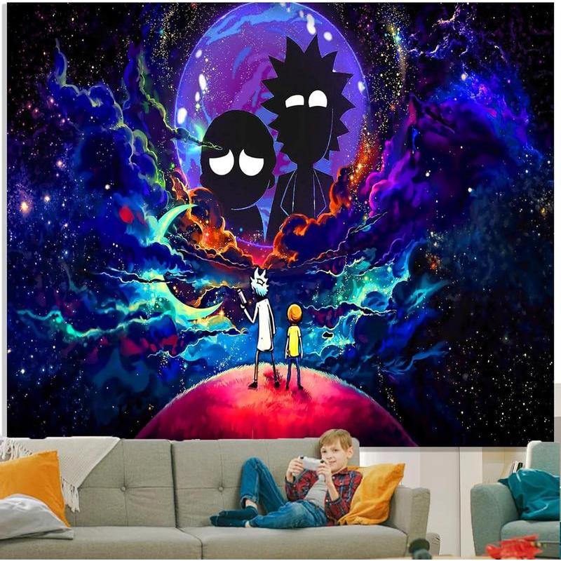 Trip-py Space Wall Tapestry Hippie Anime Poster for Bedroom Aesthetics Funny Galaxy Star Room Decor Flag Wall Hanging for Teen Girls Men Dorm Living Room