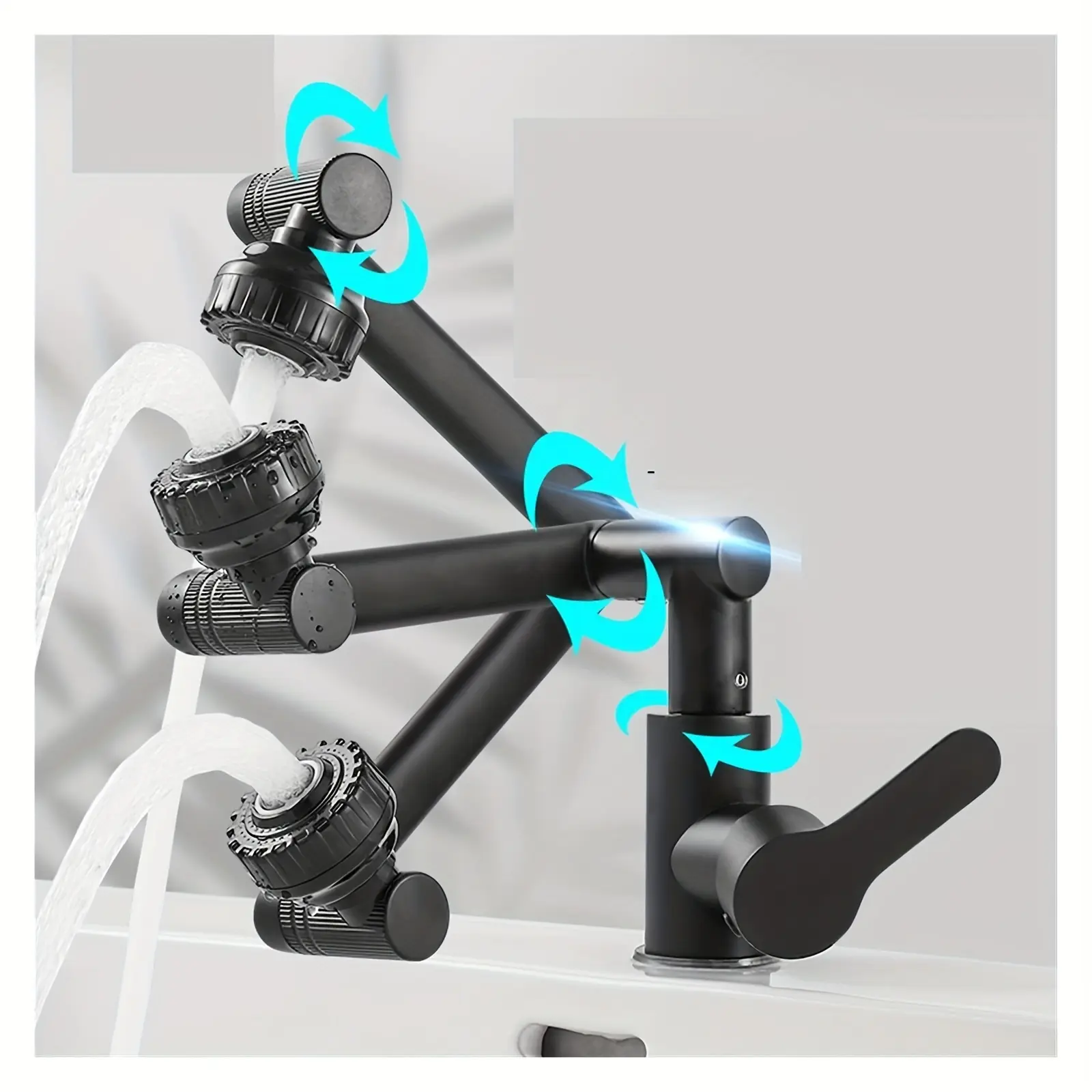 Plastic Rotary Faucet Mixer Tap - Hot & Cold Water Mixer Valve with Dual Spray Modes (Rain/Shower), Valve & Splitter for Bathroom Sink, Shower-like Experience
