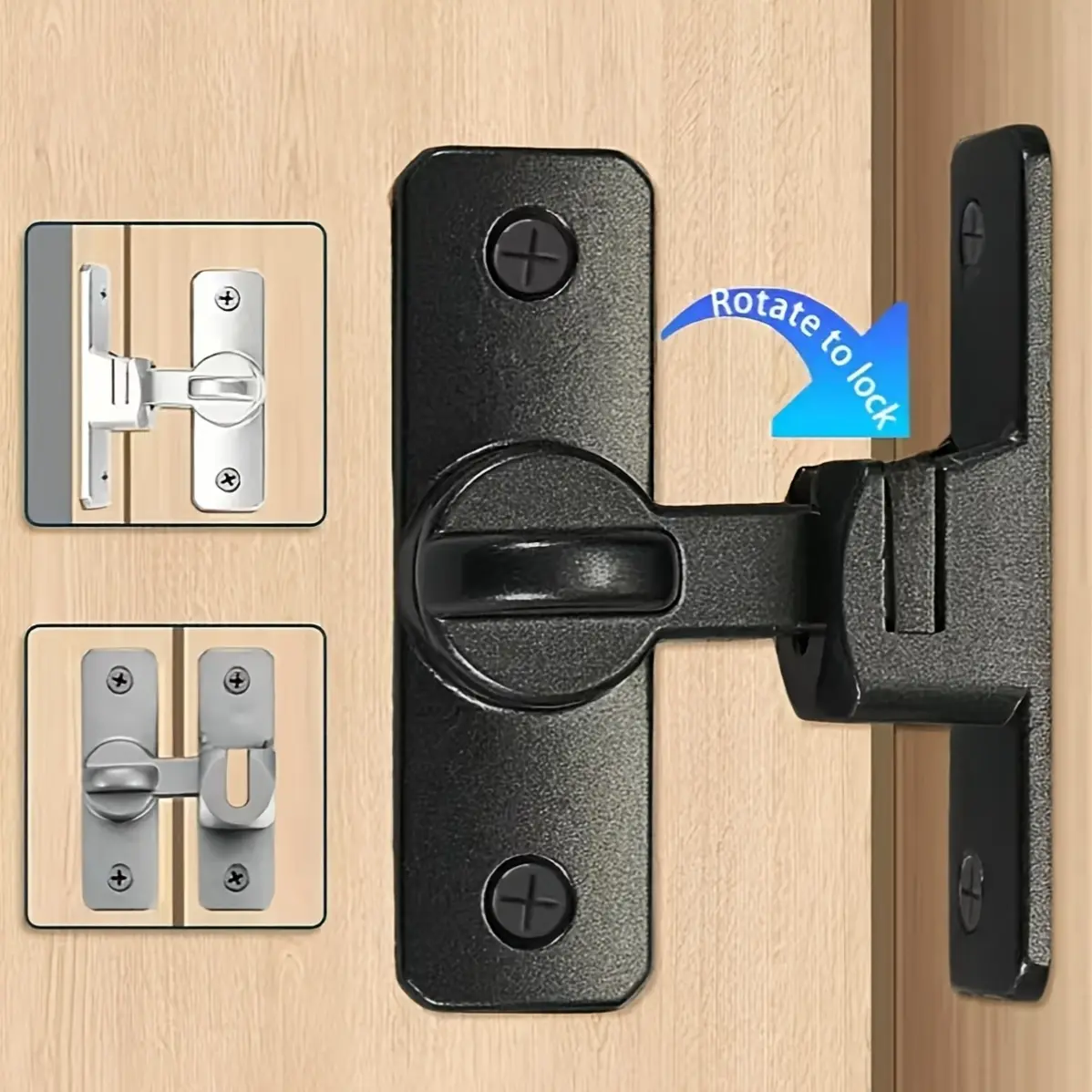 2/4pcs Sliding Door Locks, Durable Metal Padlock, 90/180 Degree Rotating Safety Lock, Zinc Alloy, Anti-Bump, Home & Commercial Use, Door Hardware