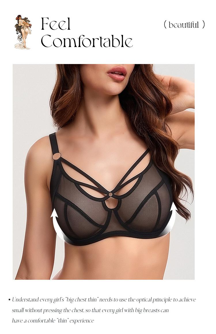 Sexy lace plus-size bra, women's daily adjustable underwear, lift-and-push-up bra M008, soft fabric bra, ruched bra