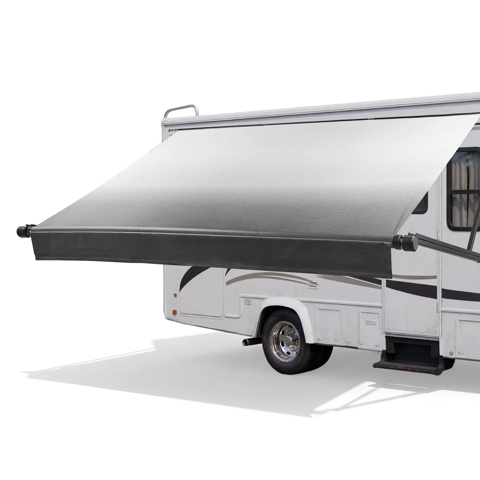 VEVOR Motorized Retractable RV Awning Complete Kit (15FT Type, Gradient Black) - 15.06 ft Length, Aluminum Frame, Waterproof Fabric, Outdoor Camping Trailer Accessory Fit for Most RVs