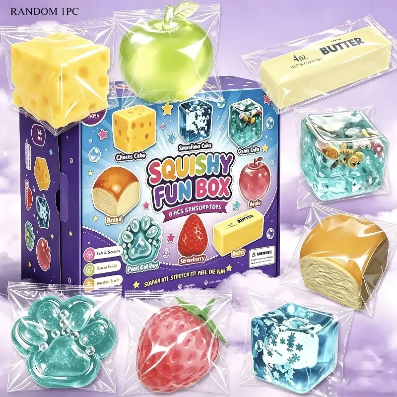 8-Piece Party Gift Set, Assorted Kids Party Gifts, Birthday Party Supplies, Soft Gel Toys, Slow Rebound Squeeze Toys, Classroom Rewards, Squishies