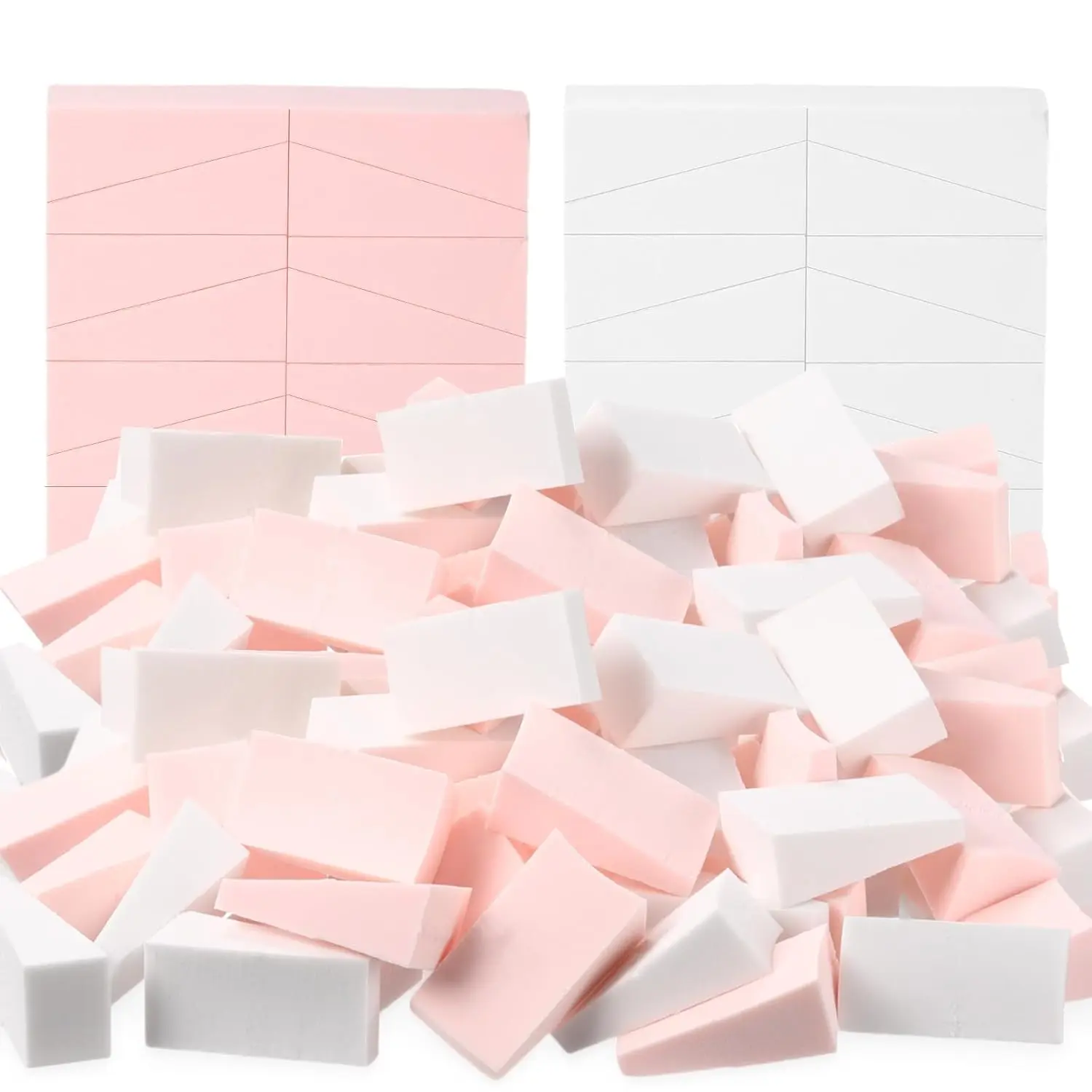 100-Piece Bulk Foam Sponge Set, Latex-Free Cosmetic Wedges for Face Make-Up, Foundation Application Beauty Tools (Pink, White), Apply Evenly
