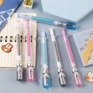 3-Pack Portable 0.5mm Multi-Functional Writing Pens, Modern Fun Design, Virus Elimination Syringe Shape Pen, Ideal for Daily Use