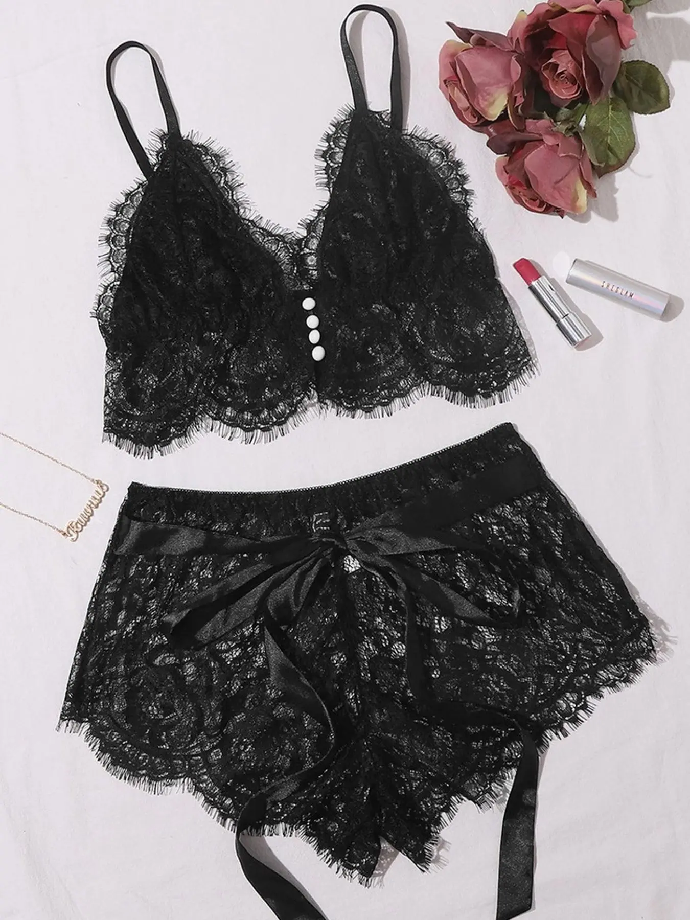 Black Sexy Women's Underwear Set (Wireless, Boyshort Panties) Sexy Women's Underwear French Cut Underwear Subtly Revealing, Intrinsically Sexy Quirky Clothing Underwear Style