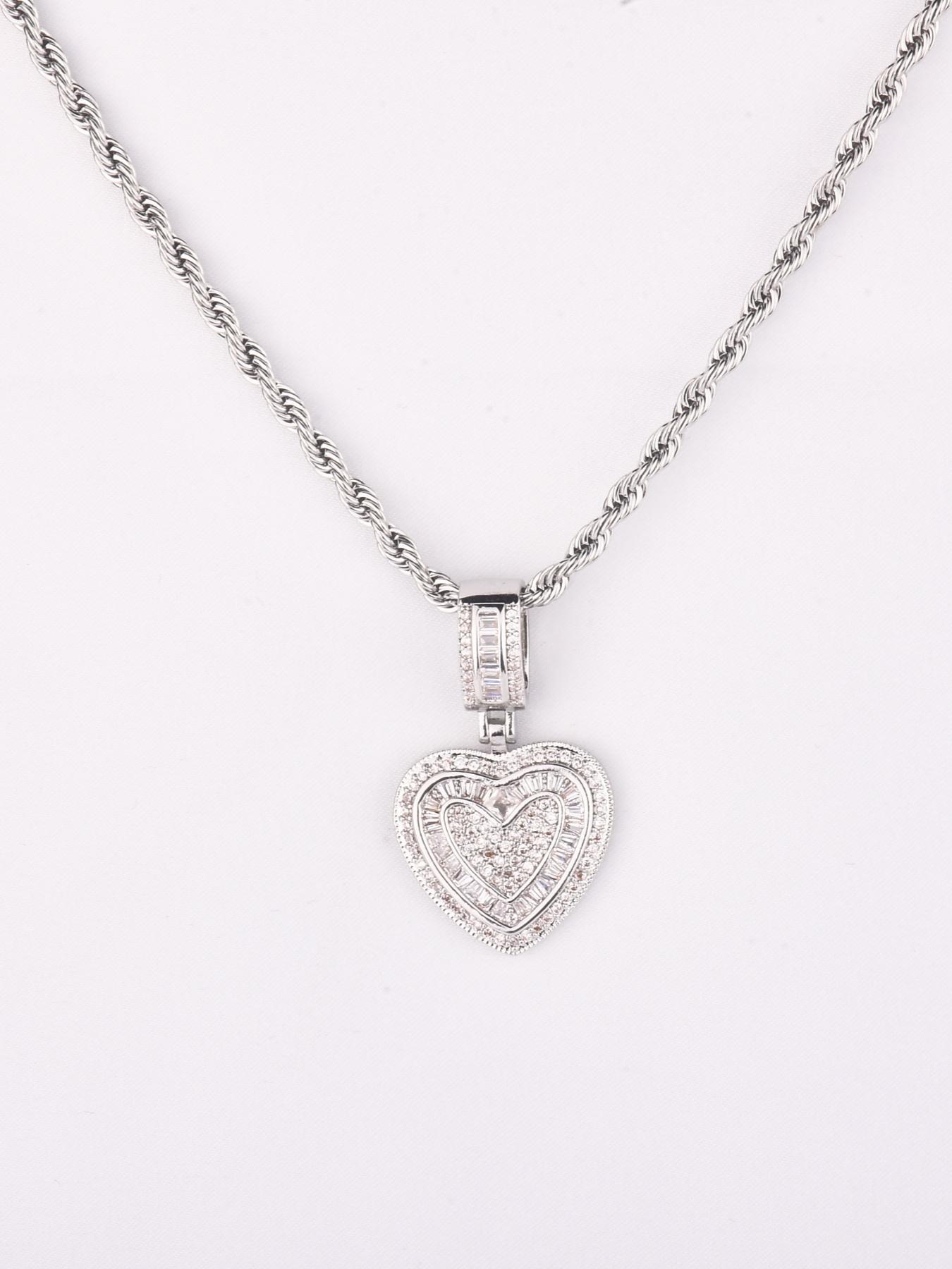 Heart Shaped Pendant Necklace, Fashion Zircon Decor Necklace for Party, Daily Decor, Trendy All-match & Exquisite Jewelry for Birthday Gift, Love Heart Necklace