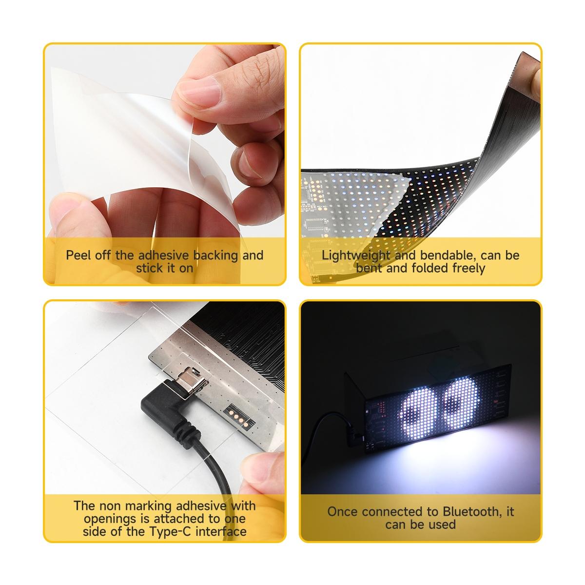 Dynamic Pixel Matrix Car Smart Display APP Remote Dual Control RGB Flex Film Screen DIY Animation Real Time Music Sync Voice Activated Gift For Men Tech Upgrade