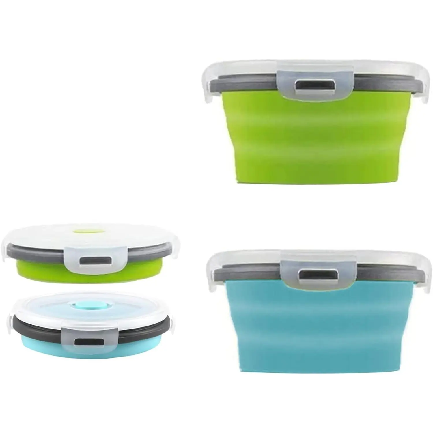2 count Collapsible Bowls with , Foldable Meal Prep Containers ,   Storage Containers, Camper  Haves Rv Camping Accessories for Travel , Microwave and Freezer Safe