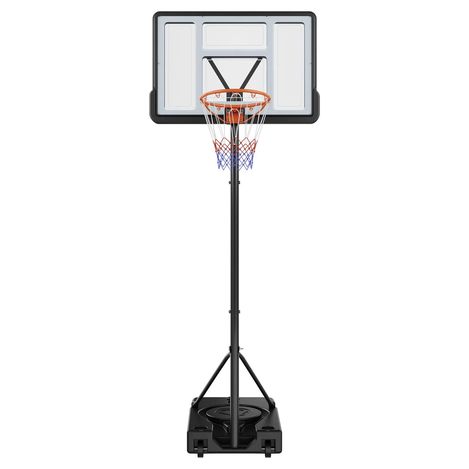 Portable Basketball Hoop System, 4.43-10 ft Adjustable Height - 44" Shatterproof Backboard - Sturdy Large Base with Wheels - Easy Assembly Indoor/Outdoor Goal