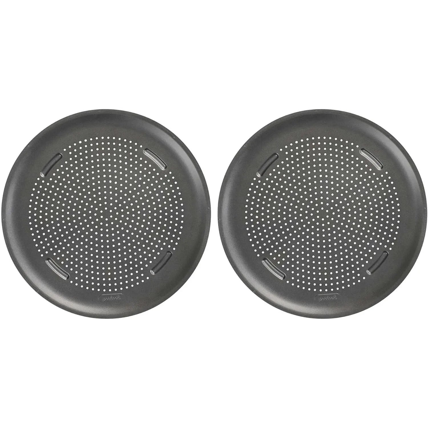 AirPerfect Nonstick 16” Pizza Pan - Set of 2 - Pizza Trays for Oven, Perforated Round Pizza Pan, Carbon Steel Baking Pan, Homemade, Frozen & Leftover Slices