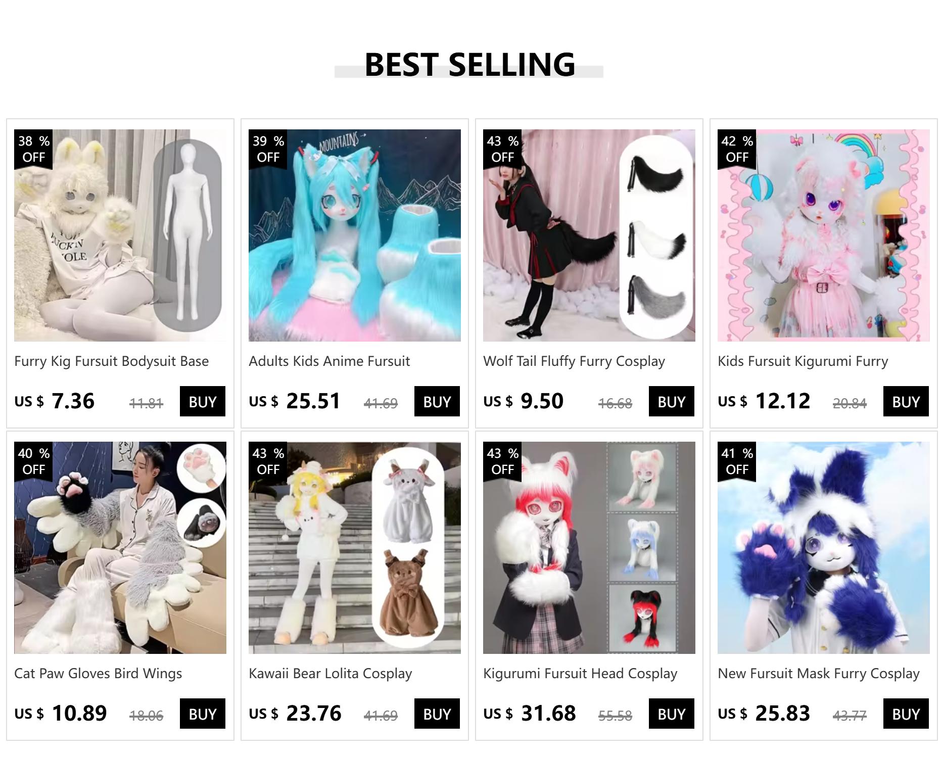 Fursuit Kigurumi Furry Cosplay Costume Pink Little Bear Head Paw Tail Shoes Comiket Furries Doll Kig for Kids Adults Dress up