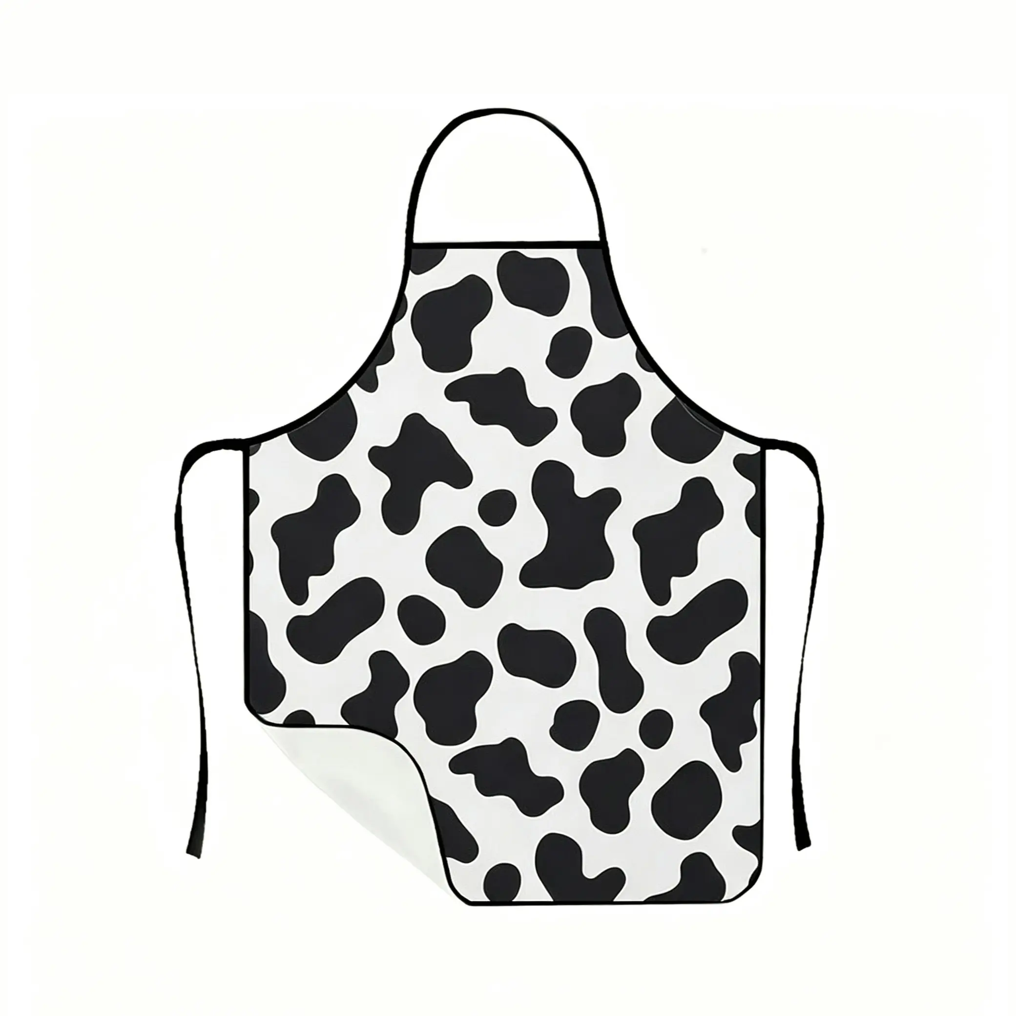 Classic Cow Print Waterproof Cooking Apron, Minimalist Cow Spot Pattern, Stain-Resistant Chef Apron, Ideal for Baking, Coffee Shop, BBQ