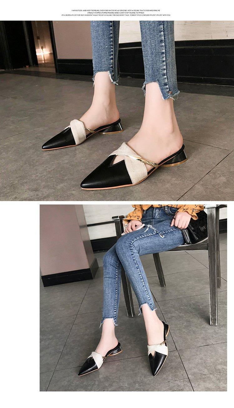 2025 New Women's Closed-Toe Mule Shoes, Fashionable Summer Slip-On Casual Flats, Low Heel Outdoor Slides