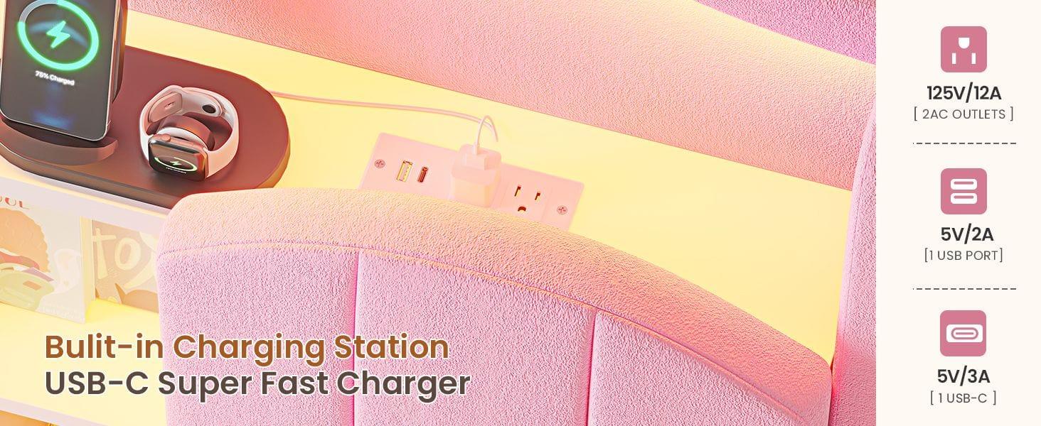 Sikaic Twin Size LED Bed Frame with Charging Station & Storage Headboard Pink Royal Velvet Princess-Inspired Luxury Sikaic Twin Size LED Bed Frame with Charging Station & Storage Headboard Pink Royal Velvet Princess-Inspired Luxury